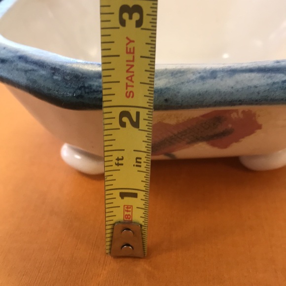 Vintage Signed Footed Pottery Jewelry Trinket Catch-All Dish - Picture 8 of 9